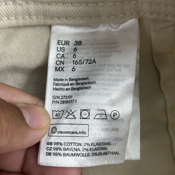 H&M Wide Leg Pants Womens 6 Beige High Rise Office Pleated Trousers Classic 25” - Picture 10 of 13